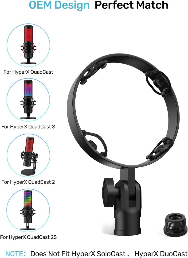 Etour [Custom Built for HeyperX Quadcast Shouck Mount ] Microphone Mount Stand Mic Mount Adapter with 5/8" 3/8" Screw Adapter with Microphone Stand & Boom Arm - Image 2
